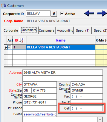 Customer Cell